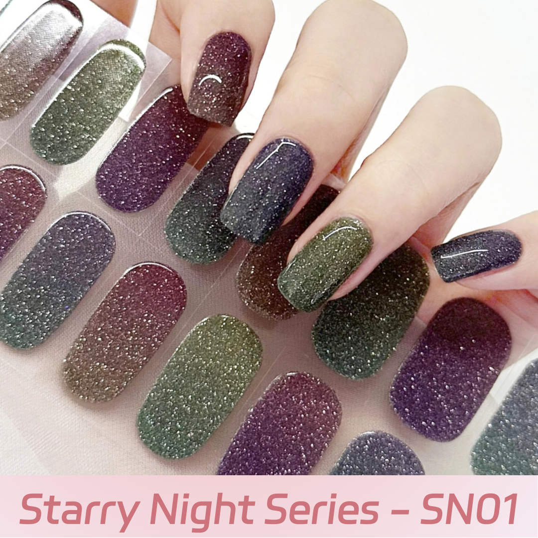 Cloma Semi Cured UV Nail Strips Starry Night Series SN01