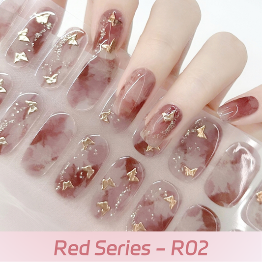 Cloma Semi Cured UV Nail Strips Red Series R02