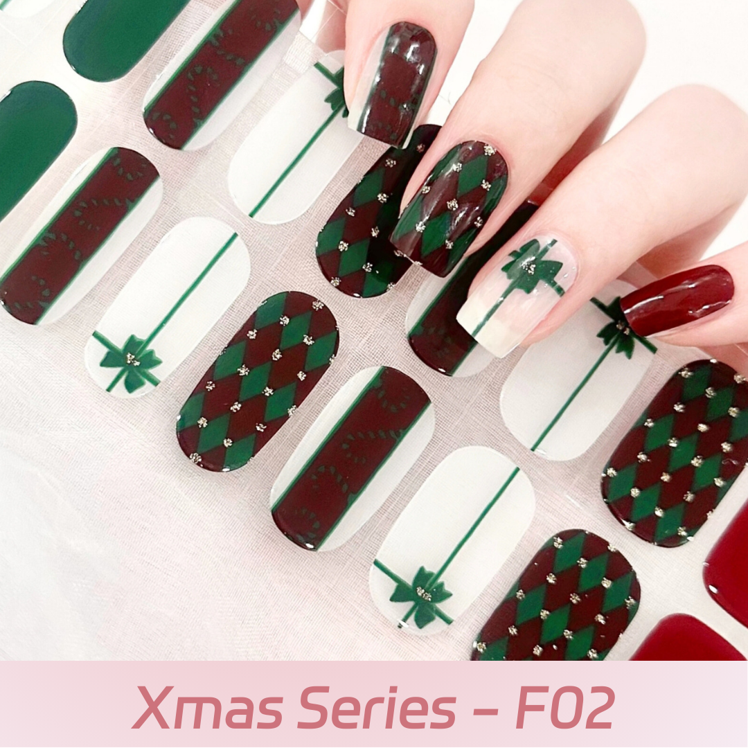 Cloma Semi Cured UV Nail Strips Xmas Series F02