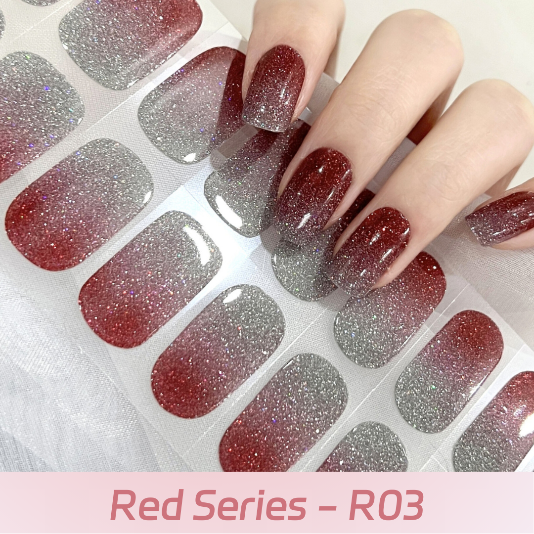 Cloma Semi Cured UV Nail Strips Red Series R03