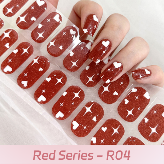 Cloma Semi Cured UV Nail Strips Red Series R04